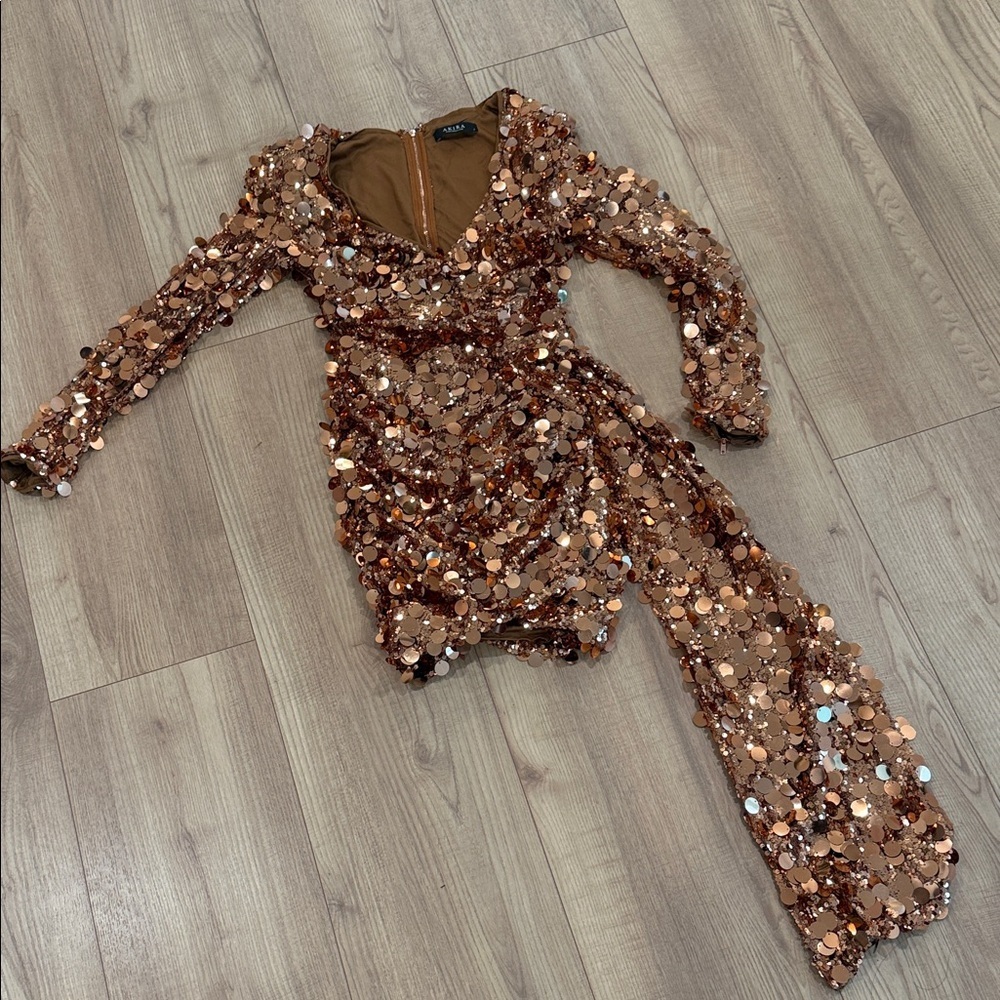 AKIRA Sequin Dress in Bronze